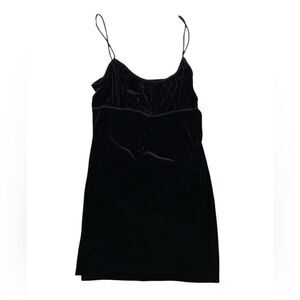 Vintage Y2K Evolution Not Revolution Black Velvet Dress